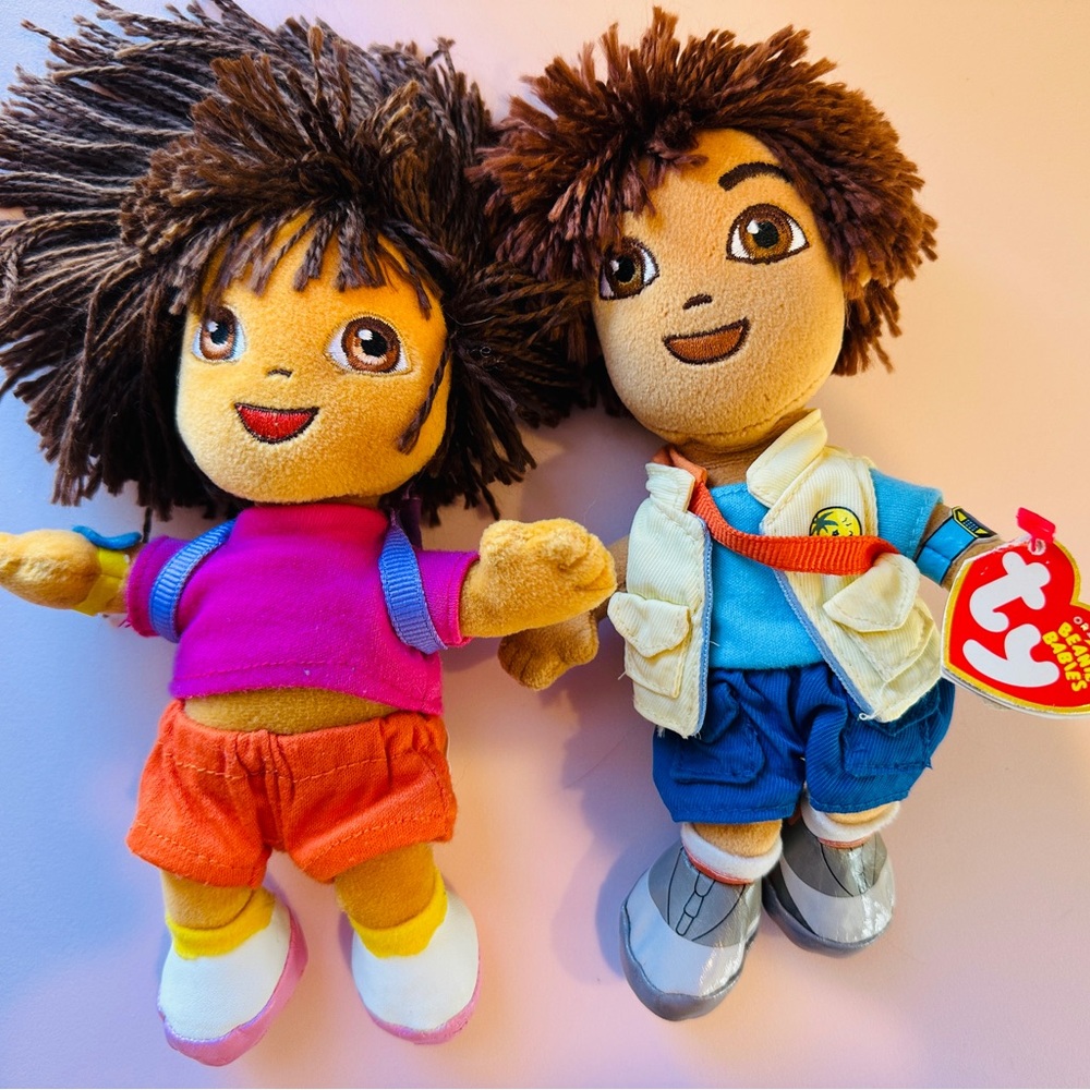 Ty Beanie Babies Disney Dora the Explorer Dora & Diego Plush 2006 Set of 2